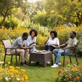 Evimki 5-in-1 Space-Saving Plastic Chairs & Table Set – Smart Indoor/Outdoor Seating Solution