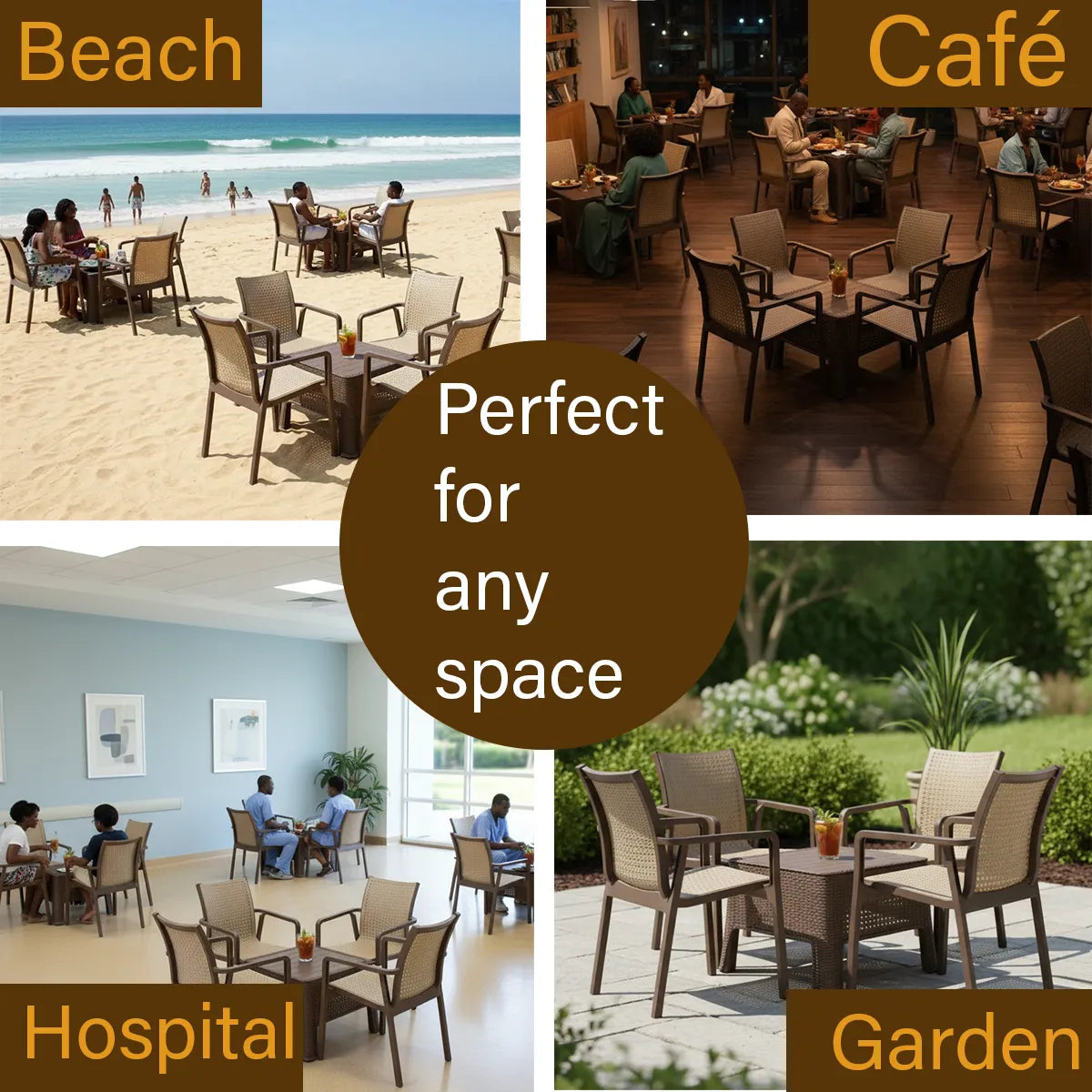 Evimki 5-in-1 Space-Saving Plastic Chairs & Table Set – Smart Indoor/Outdoor Seating Solution