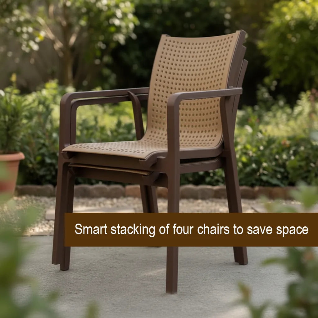 Evimki 5-in-1 Space-Saving Plastic Chairs & Table Set – Smart Indoor/Outdoor Seating Solution