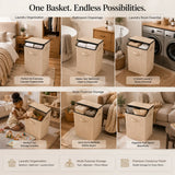 Minimalist Corduroy Laundry Hamper with Lid | 21" Height & 13x13" Base
