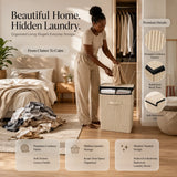Minimalist Corduroy Laundry Hamper with Lid | 21" Height & 13x13" Base