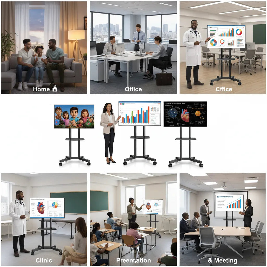 Mobile TV Trolley Stand Model 1500 📺 – Adjustable Rolling TV Floor Mount for 32–75 Inch Screens