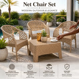 Set of 4 Premium Net-Pattern Dining Chairs – Modern & Ergonomic Design