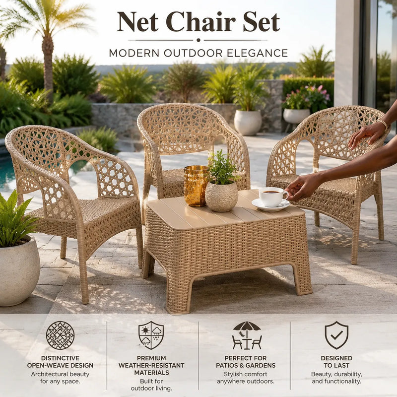Set of 4 Premium Net-Pattern Dining Chairs – Modern & Ergonomic Design