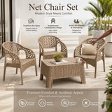 Set of 4 Premium Net-Pattern Dining Chairs – Modern & Ergonomic Design