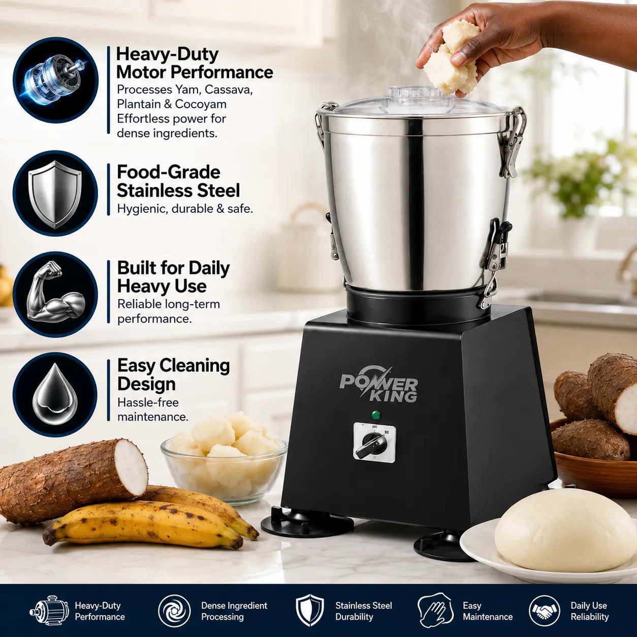 Power King Fufu Machine – Heavy-Duty Electric Fufu Mixer | Available in Standard & Large Sizes | Fast & Efficient Food Processor for Fufu & More