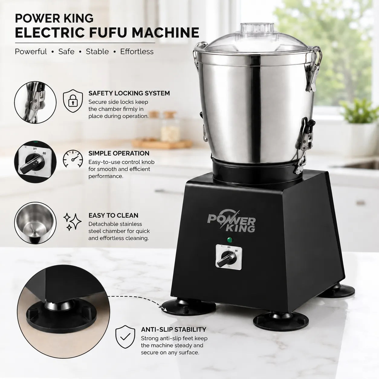 Power King Fufu Machine – Heavy-Duty Electric Fufu Mixer | Available in Standard & Large Sizes | Fast & Efficient Food Processor for Fufu & More