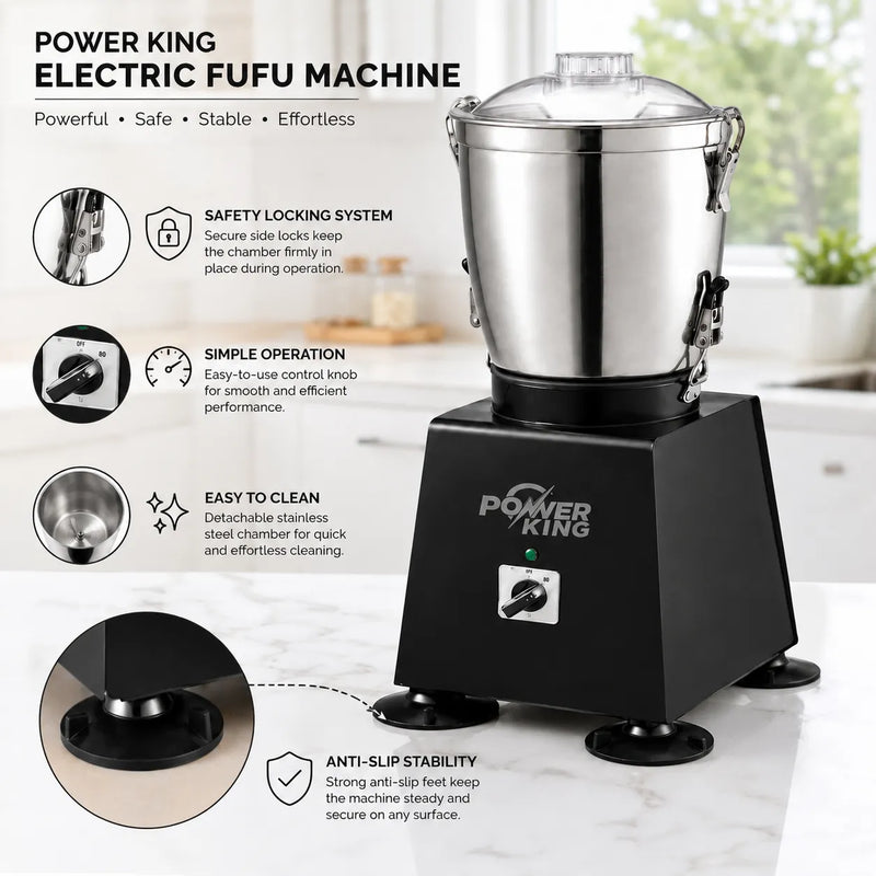Power King Fufu Machine – Heavy-Duty Electric Fufu Mixer | Available in Standard & Large Sizes | Fast & Efficient Food Processor for Fufu & More