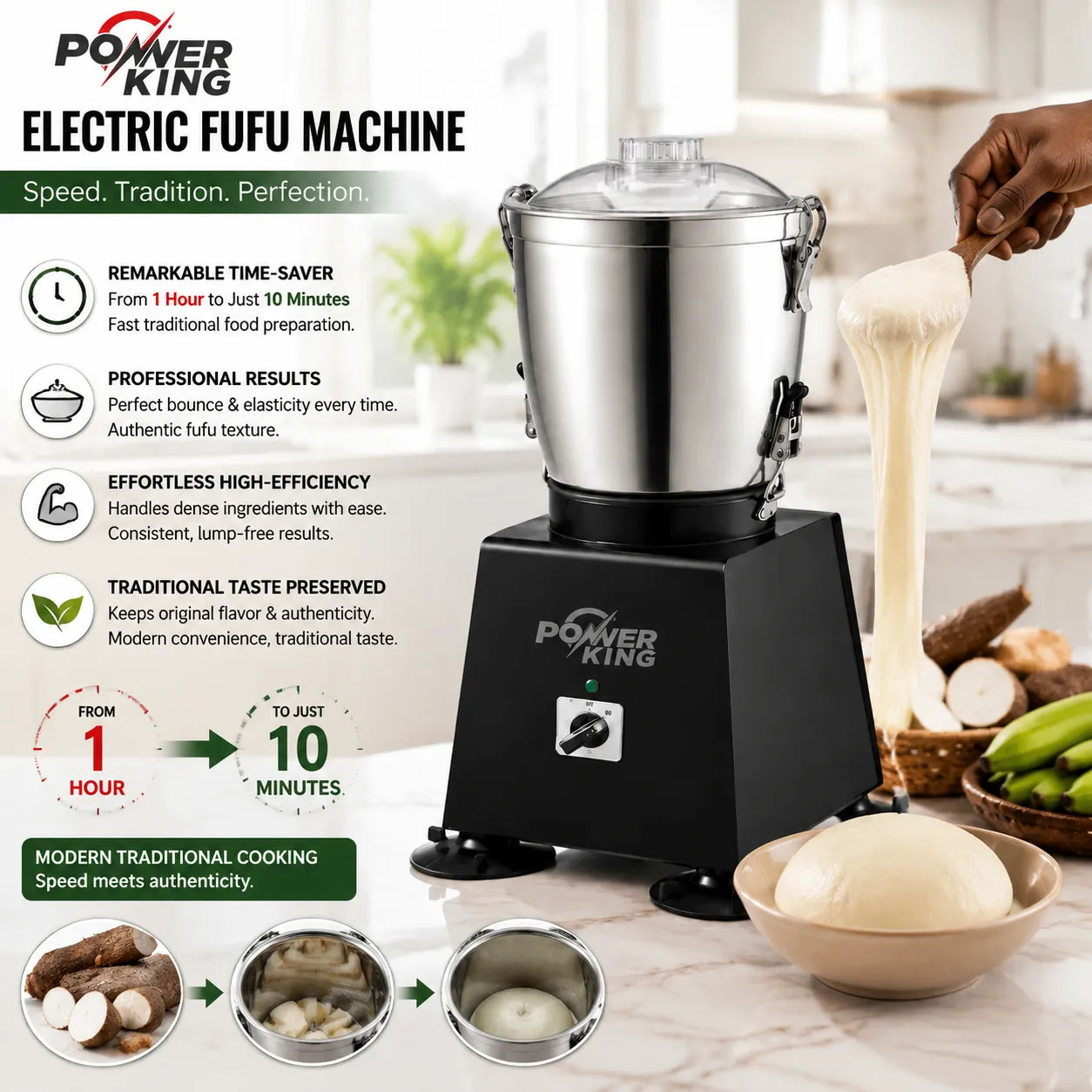 Power King Fufu Machine – Heavy-Duty Electric Fufu Mixer | Available in Standard & Large Sizes | Fast & Efficient Food Processor for Fufu & More