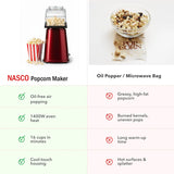 NASCO PC1005A-CB Popcorn Maker – 1200W Hot Air Popper for Healthy Oil-Free Popcorn