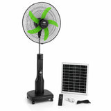 Portable 18″ Solar Powered Fan: Rechargeable Cooling with Easy-Glide Wheels