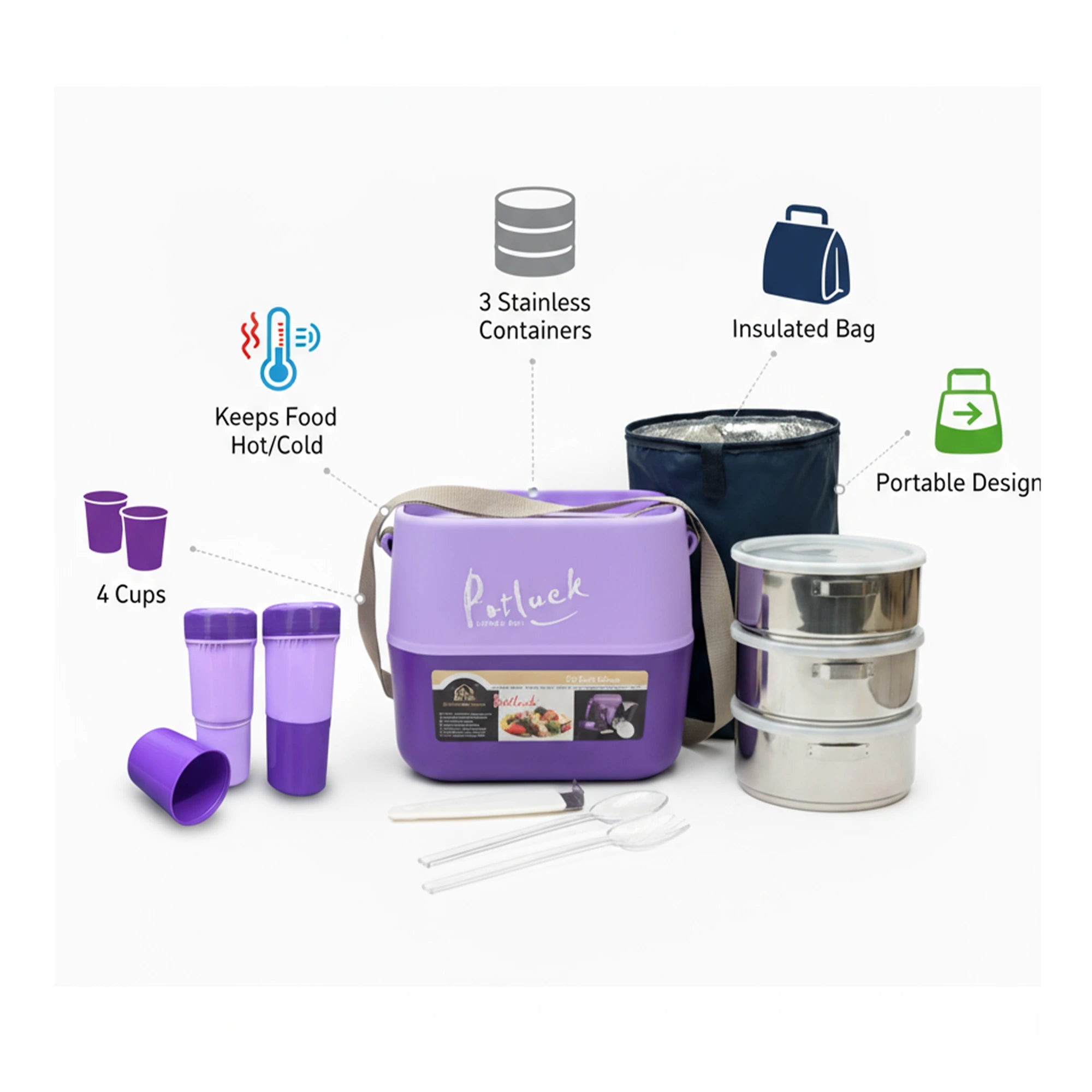 Potluck Lunch Box Set – Durable, Thermal & Portable