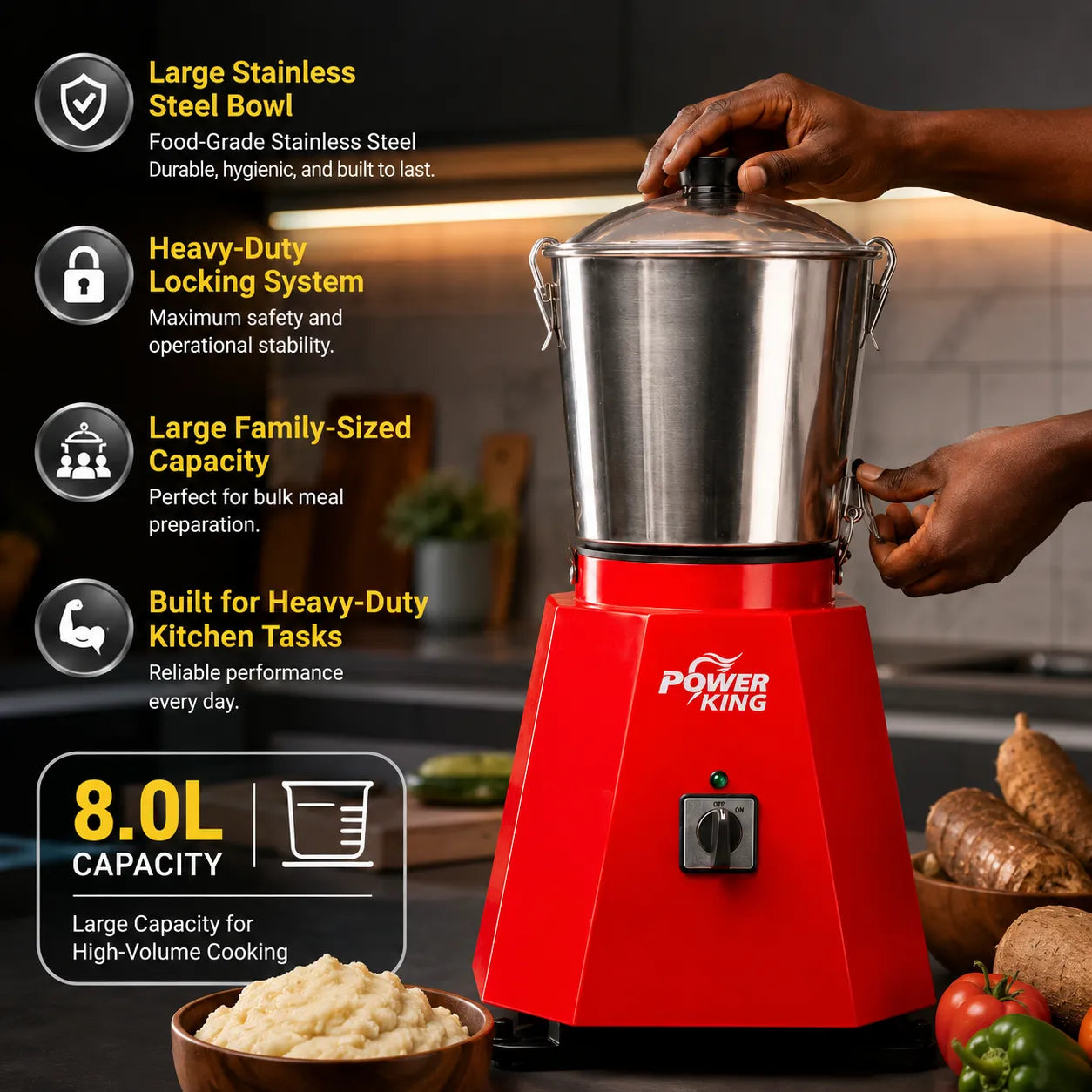 Power King Fufu Machine – Heavy-Duty Electric Fufu Mixer | Available in Standard & Large Sizes | Fast & Efficient Food Processor for Fufu & More