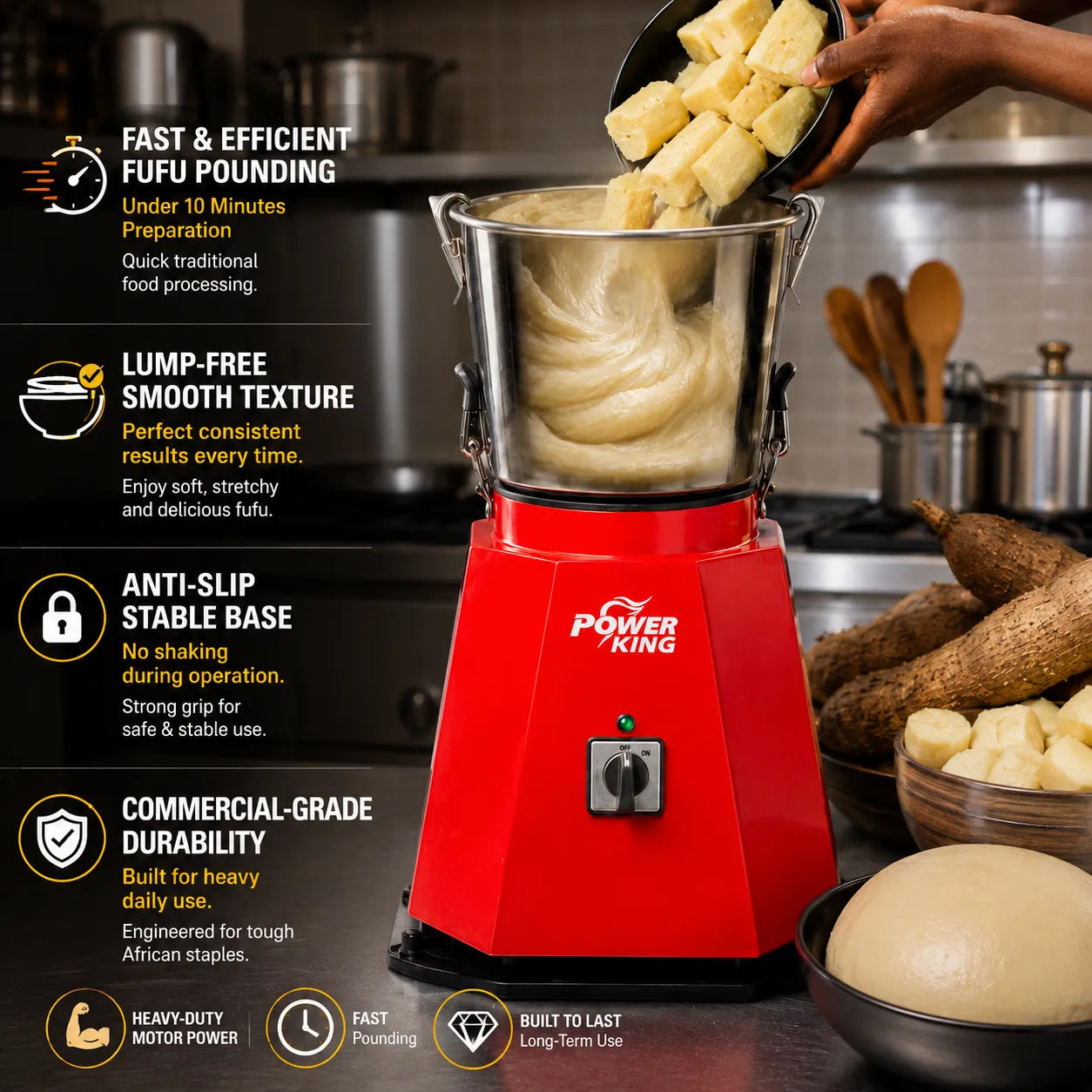 Power King Fufu Machine – Heavy-Duty Electric Fufu Mixer | Available in Standard & Large Sizes | Fast & Efficient Food Processor for Fufu & More