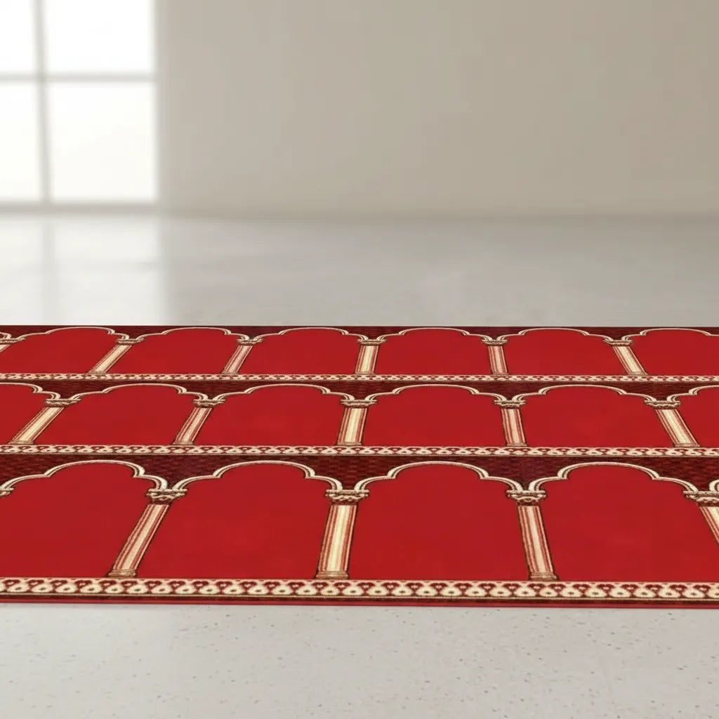 Mosque Prayer Carpet Roll 36 m² (2.7 × 1.33 m) – Red Color 🔴🕌