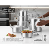 Premium 14-Piece Aluminum Quality Pot Set by Mers Home – Professional Cookware with Shiny Polish (16cm to 28cm)