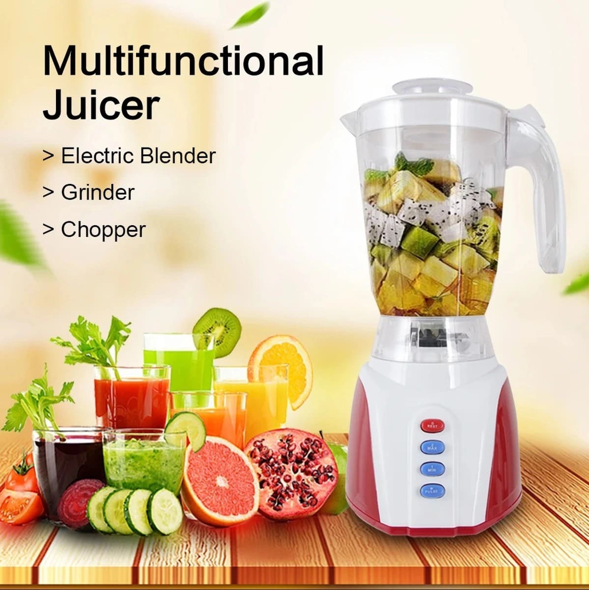 Japan Home 3in1 Blender with Grinder & Chopper – 1.5L, 350W