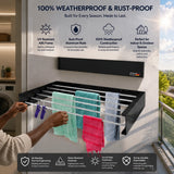 German Plus Retractable Wall Clothes Drying Rack (Premium Black)