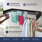 German Plus Retractable Wall Clothes Drying Rack (Premium Black)