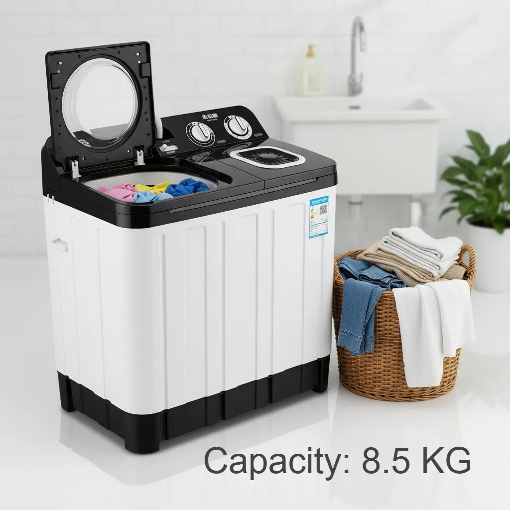 🔥Semi Automatic Twin Tub Washing Machine 8.5 KG – Powerful Wash & Spin, Durable Body