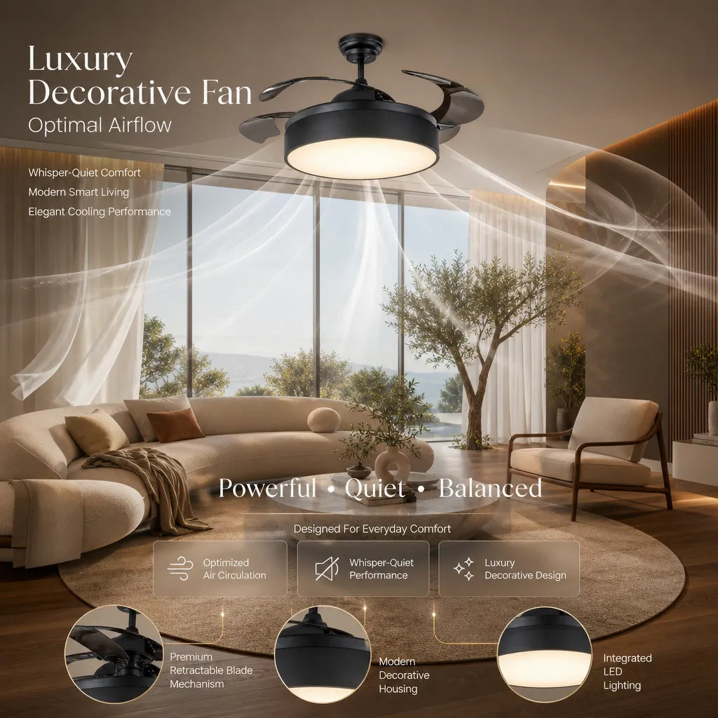 Experience Silence Suiming 96W Luxury Decorative Fan with Retractable Blades