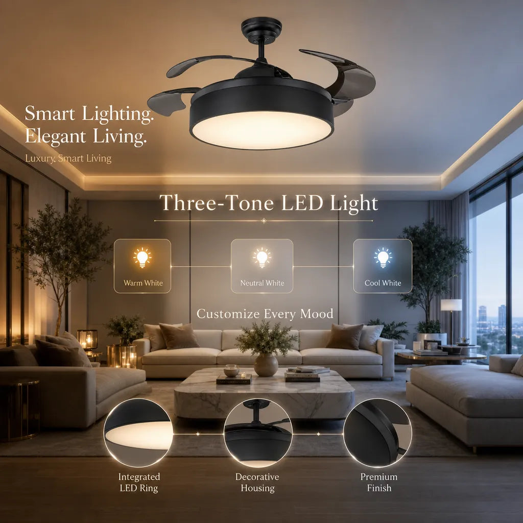 Experience Silence Suiming 96W Luxury Decorative Fan with Retractable Blades