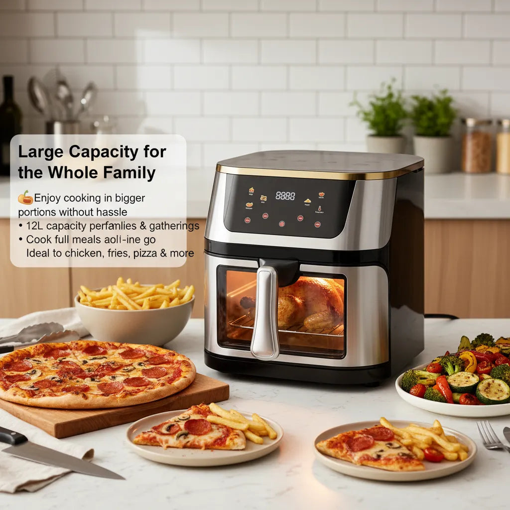 12L Large Capacity Air Fryer with 2800W Power – Smart Digital Touch Display & See-Through Design for Perfect Cooking Every Time 🍟✨