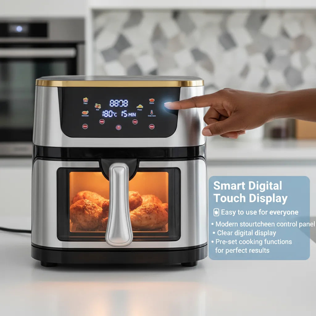 12L Large Capacity Air Fryer with 2800W Power – Smart Digital Touch Display & See-Through Design for Perfect Cooking Every Time 🍟✨