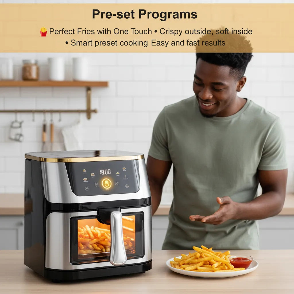 12L Large Capacity Air Fryer with 2800W Power – Smart Digital Touch Display & See-Through Design for Perfect Cooking Every Time 🍟✨