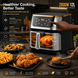 12L Large Capacity Air Fryer with 2800W Power – Smart Digital Touch Display & See-Through Design for Perfect Cooking Every Time 🍟✨