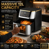 12L Large Capacity Air Fryer with 2800W Power – Smart Digital Touch Display & See-Through Design for Perfect Cooking Every Time 🍟✨