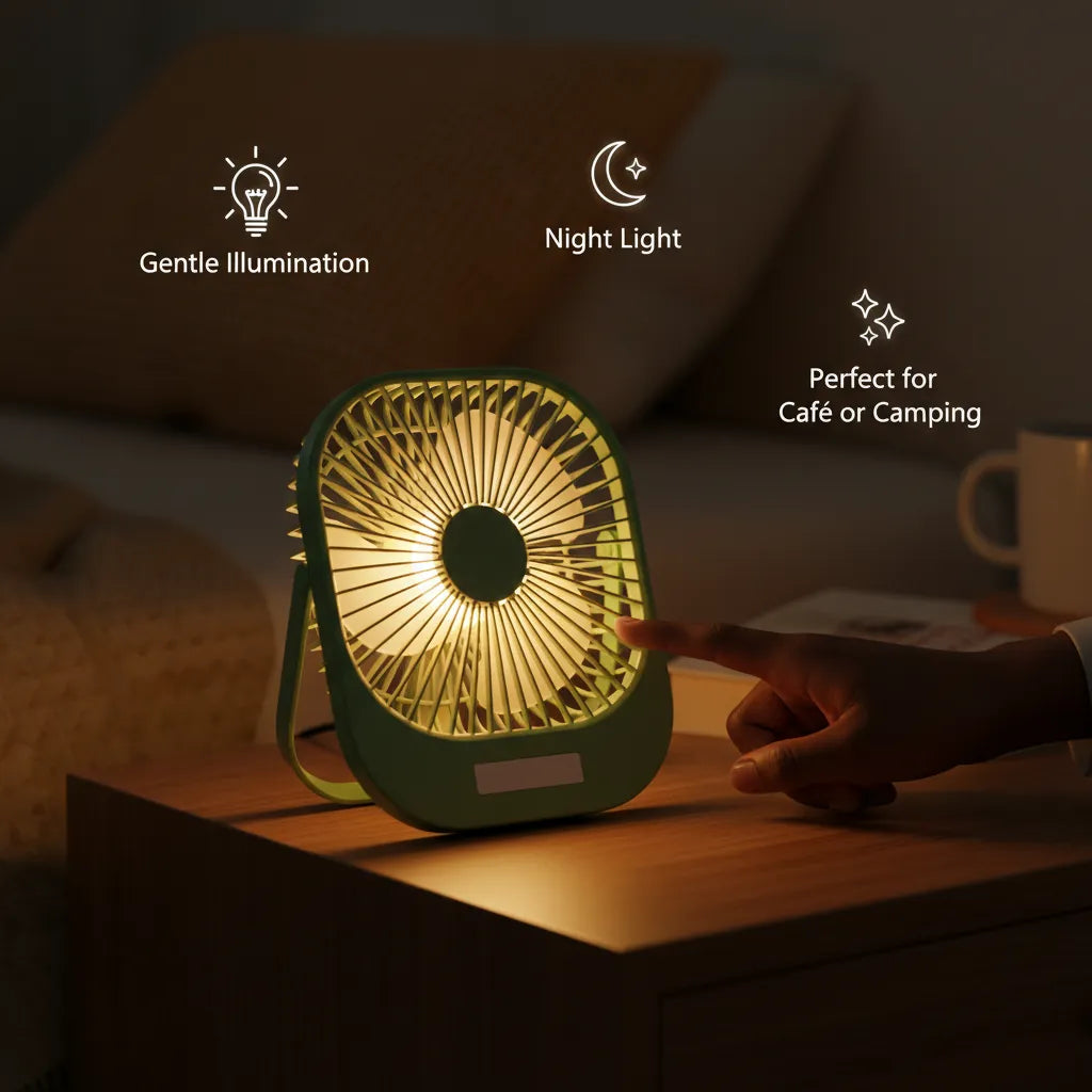 Portable, Stylish & Powerful – Meet the Q01 Compact Fan with LED 💡
