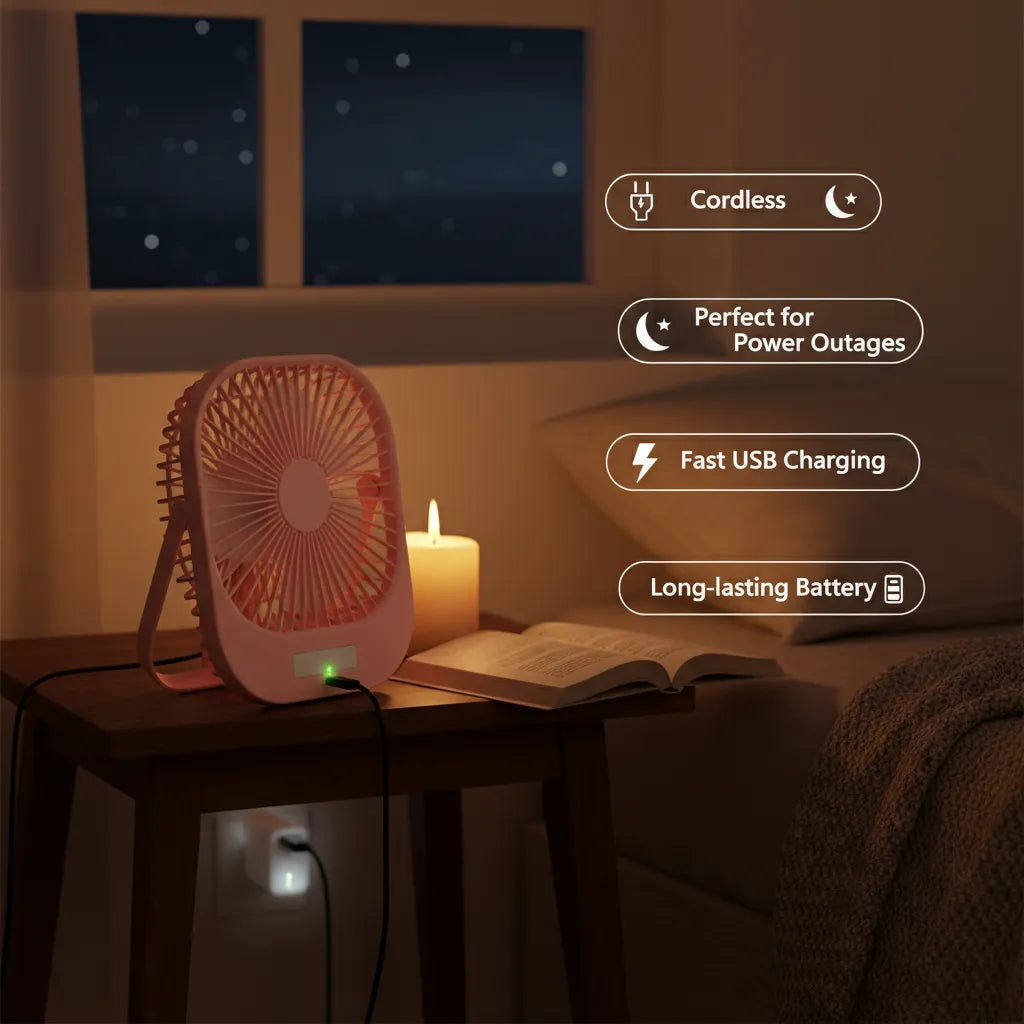 Portable, Stylish & Powerful – Meet the Q01 Compact Fan with LED 💡
