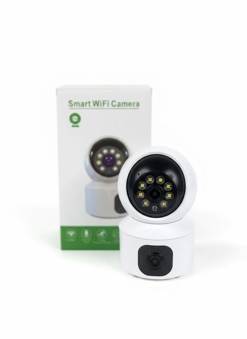 🔒 SMART WIFI DUAL-LENS SECURITY CAMERA – 1080P FULL HD, NIGHT VISION & MOTION TRACKING