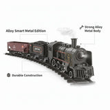 Alloy Smart Metal Steam Train Set for Kids – Real Smoke, LED Headlight, Sound Effects & Track Railway Toy 🚂