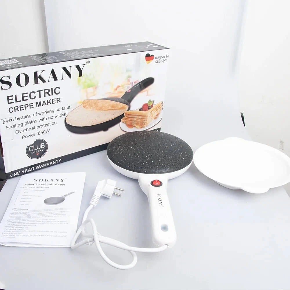 Electric Pancake Maker – Non-Stick Crepe Maker with Thermostatic Heating & Overheat Protection