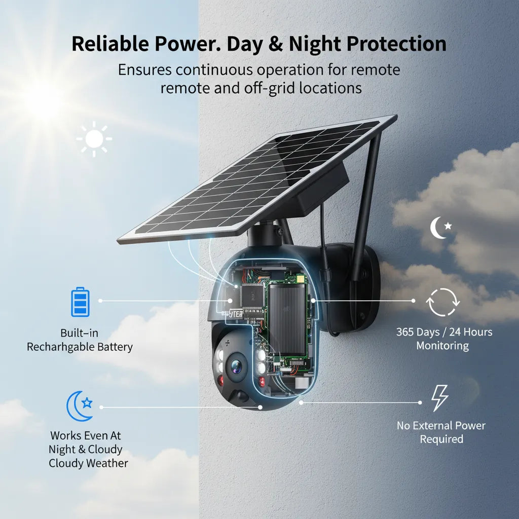 Solar Camera 4G HD PTZ – Smart Solar-Powered Outdoor Security with AI Detection & Night Vision