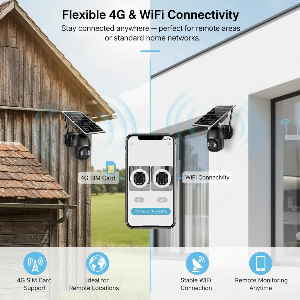 Solar Camera 4G HD PTZ – Smart Solar-Powered Outdoor Security with AI Detection & Night Vision