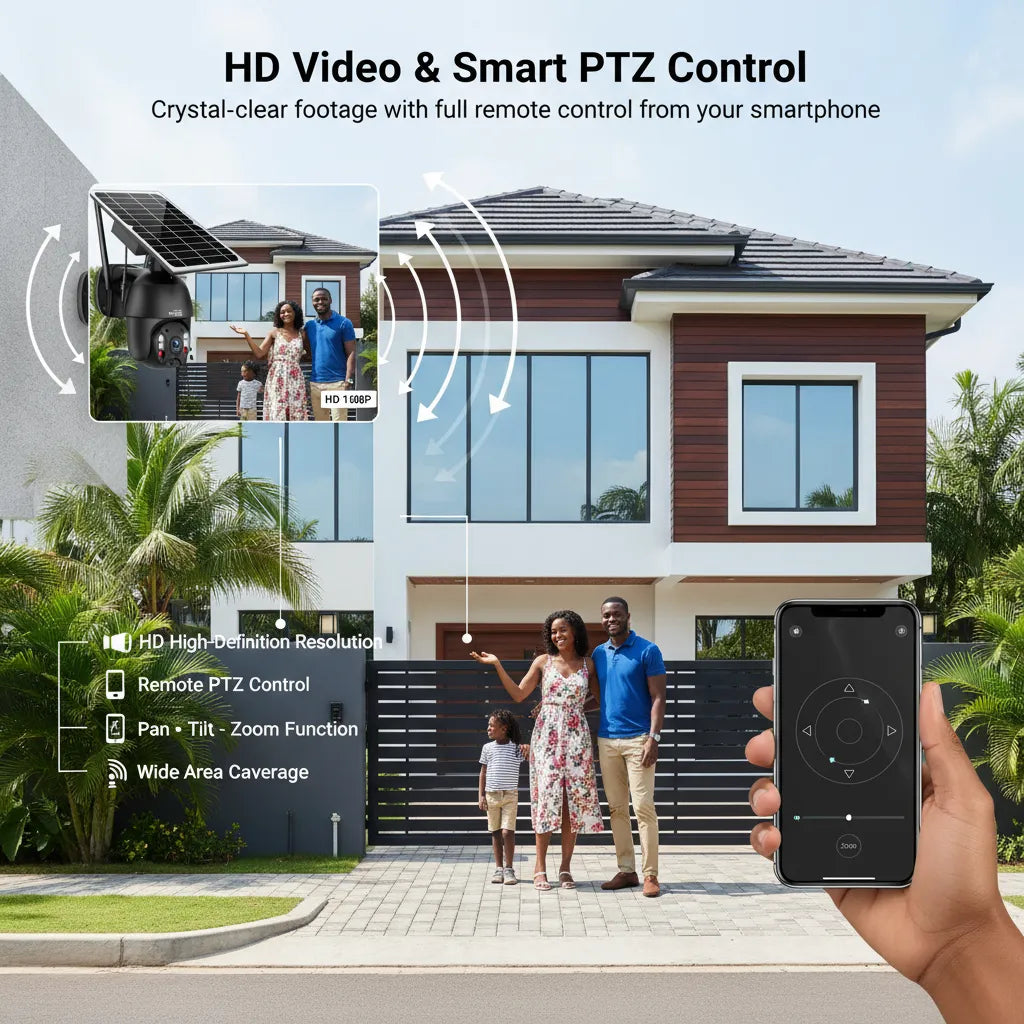 Solar Camera 4G HD PTZ – Smart Solar-Powered Outdoor Security with AI Detection & Night Vision