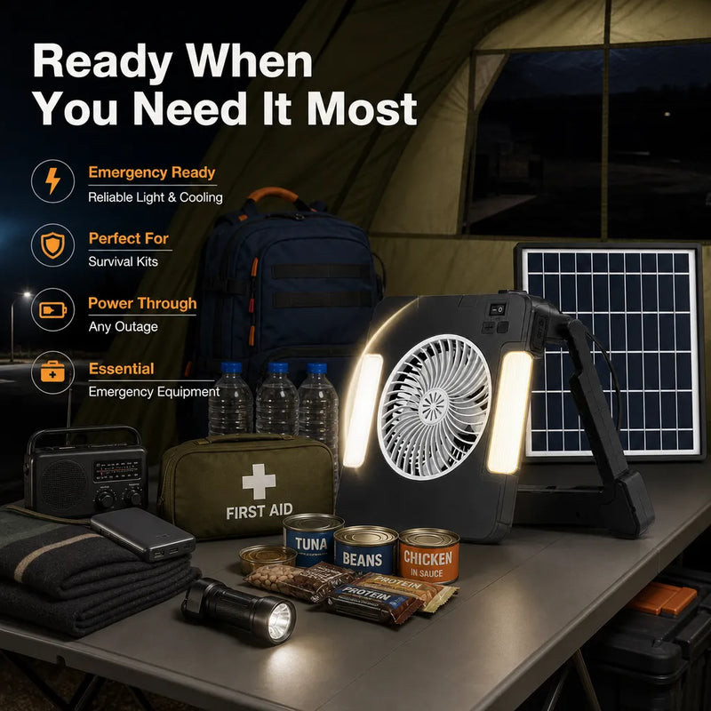 The Ultimate 3-in-1 Survival Tool: Solar Fan, LED Light, and Mosquito Repellent