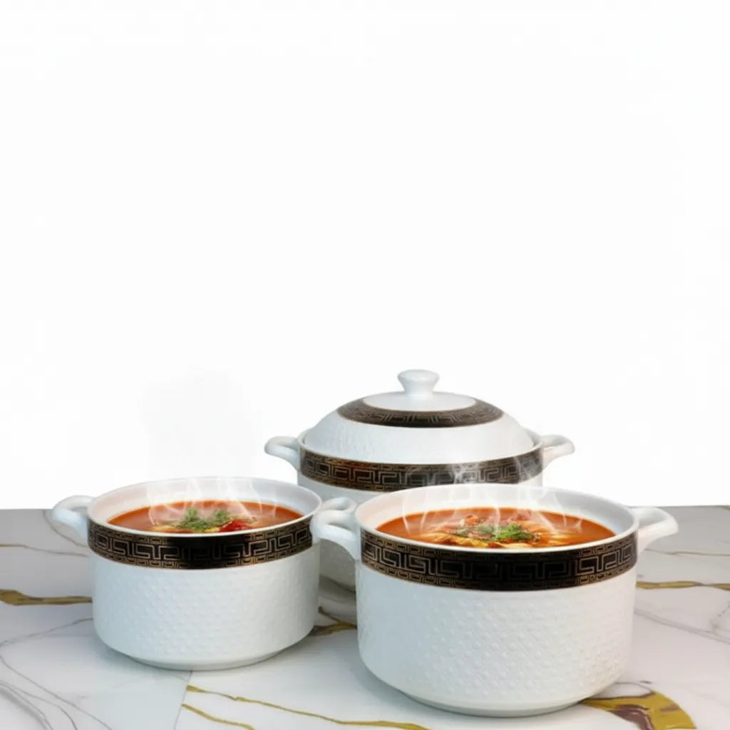 ✨ Evimki 3-Piece Ceramic Soup Pot Set 🍲 – Elegant Design & Healthy Cooking 🥄