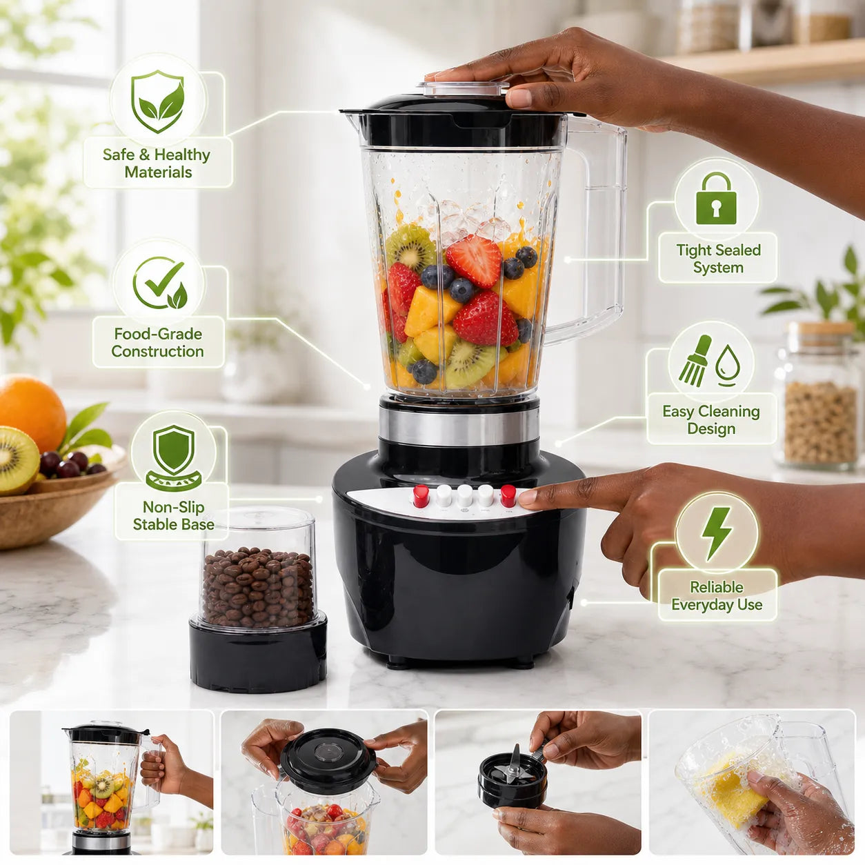 Sovio 2in1 Multi-Purpose Small Blender 1.5l - 3 Speeds