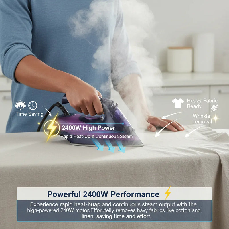 Steam Iron 2400W⚡ – High-Powered Steam💨 Technology for Smooth, Wrinkle-Free Results in Seconds