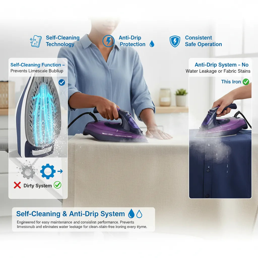 Steam Iron 2400W⚡ – High-Powered Steam💨 Technology for Smooth, Wrinkle-Free Results in Seconds