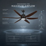 Suming 54" Smart 6-Blade Ceiling Fan | Dimmable LED & Quiet DC Motor