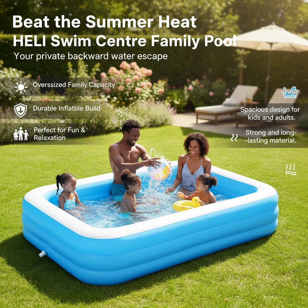 Bring the Beach Home: HELI Swim Centre 210cm Family Pool – The Ultimate Summer Escape