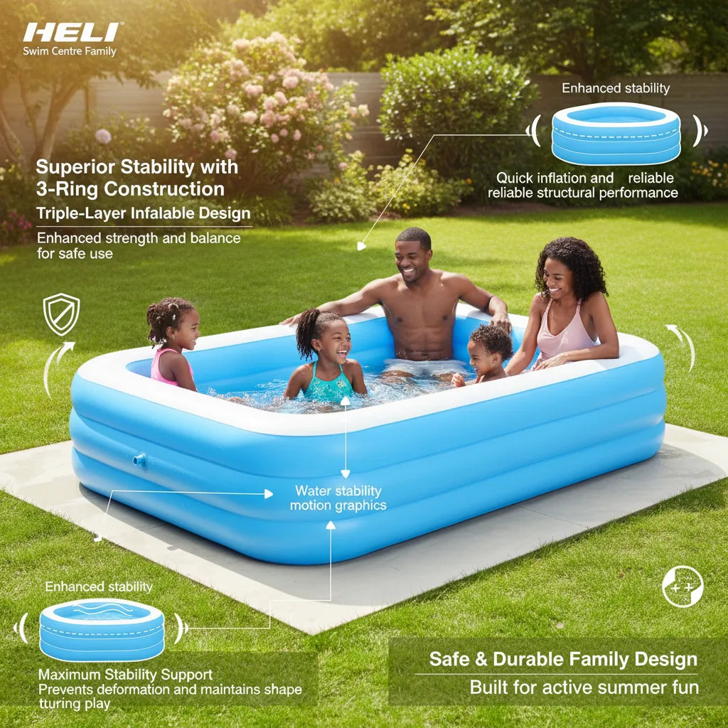 Bring the Beach Home: HELI Swim Centre 210cm Family Pool – The Ultimate Summer Escape