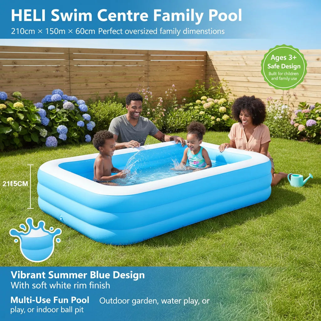 Bring the Beach Home: HELI Swim Centre 210cm Family Pool – The Ultimate Summer Escape