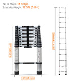 Telescopic Foldable Ladder – 12.5ft Aluminium Extendable Ladder for Multi-Purpose Use