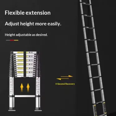 Corvids 12.5ft (3.8m) Professional Aluminium Telescopic Ladder – EN131 Certified, Multi-Purpose Extendable Ladder for Home & Commercial Use